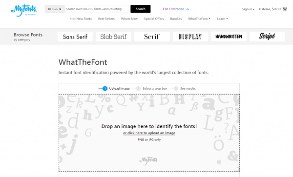 MyFonts - Công cụ tìm kiếm font chữ bằng hình ảnh miễn phí