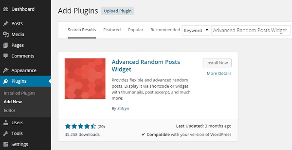 Advanced Random Posts Widget là một plugin hỗ trợ tạo Widget Wordpress miễn phí